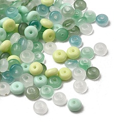 Темный Морско-зеленый Имитация нефритовые четки стекла, шариков Rondelle, темно-зеленый, 6~6.5x3.5 мм, отверстие : 1.2~1.4 мм, Около 5000 шт / 1000 г