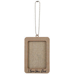 Античный Белый Прямоугольная деревянная фоторамка со словами «Я люблю тебя, папа», с цепями железный шар, для подвесного украшения на зеркало заднего вида автомобиля, старинный белый, 197 мм