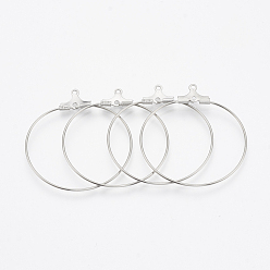 Stainless Steel Color 304 Stainless Steel Pendants, Hoop Earring Findings, Stainless Steel Color, 49x46x1.5mm, 20 Gauge, Hole: 1mm, Pin: 0.8mm