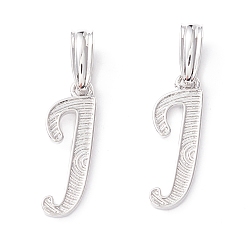 Letter J Подвески с буквами из экологически чистой латуни, настоящее платиновое долговечное покрытие, без кадмия и без свинца, letter.j, 18.5x6.5x1.4 мм, отверстие : 6.5x3.3 мм