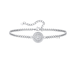 Нержавеющая Сталь Цвет Браслет из нержавеющей стали шлифовальная цепь из нержавеющей стали поверхностный компас браслеты, цвет нержавеющей стали, 7-1/8~9-1/8 дюйм (18~23 см)