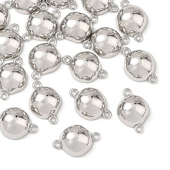 Platinum SHEGRACE Brass Connector Charms, Half Round Links, Cadmium Free & Lead Free & Nickel Free, Long-Lasting Plated, Platinum, 14x9x5mm, Hole: 1.3mm
