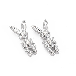 Platinum Rack Plating Alloy Pendants, Cadmium Free & Nickel Free & Lead Free, Rabbit, Platinum, 22x9.5x4.5mm, Hole: 1mm