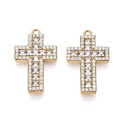 Прозрачный 304 подвески из прозрачного кубического циркония из нержавеющей стали, крест прелести, со стеклом, ионное покрытие (ip), реальный 18 k позолоченный, прозрачные, 22.5x13.5x2.5 мм, отверстие : 1.4 мм
