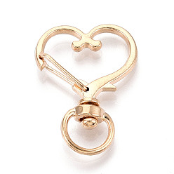 Light Gold Зажимные крюки, сердце, золотой свет, 33.2x23.9x6 мм, отверстие : 5x9 мм