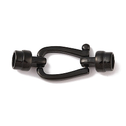 Черный Ионное покрытие (IP) 304 замки для шнура из нержавеющей стали, полированный, чёрные, 35x13x7.5 мм, отверстие : 5 мм