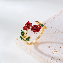 Золотой Кольца-манжеты из розового сплава с эмалью для женщин, золотые, внутренний диаметр: 17 мм