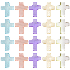 Средний Весенно-Зеленый 60Штуки из натуральных пресноводных ракушек, крестик, окрашенные, средний весенний зеленый, 14x12x2.7 мм, отверстие : 0.6 мм