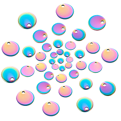 Rainbow Color 304 прелести нержавеющей стали, плоско-круглые, Радуга цветов, 40 шт / коробка