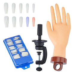 (52) Непрозрачная лаванда 1 резиновый мешок для ласкового маникюра, модель для тренировки рук, с 100шт. 10 размер трапециевидных пластиковых накладных ногтей, разноцветные, 28.7x10.6x6.5 см