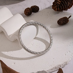 Нержавеющая Сталь Цвет Винтажные 304 простые браслеты из нержавеющей стали для женщин, скрученный, цвет нержавеющей стали, внутренний диаметр: 2.52 дюйм (6.4 см)