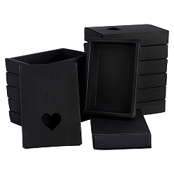 Черный Коробка для вывода крафт-бумаги, с окном в форме сердца, прямоугольные, чёрные, готовое изделие: 11.5x8x2 см