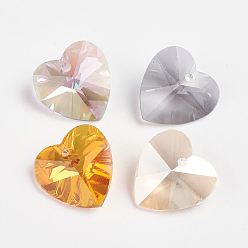 (52) Непрозрачная лаванда Граненые к 9 стеклянные брелоки, имитация австрийский хрусталь, сердце, разноцветные, 12x12x6 мм, отверстие : 1.5 мм