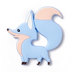 Light Sky Blue Food Grade Eco-Friendly Silicone Beads, Fox, Light Sky Blue, 94x91x9mm
