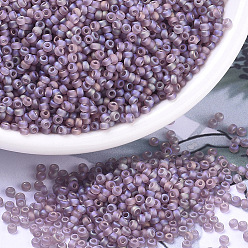 (RR142FR) Matte Transparent Smoky Amethyst AB MIYUKI Round Rocailles Beads, Japanese Seed Beads, 11/0, (RR142FR) Matte Transparent Smoky Amethyst AB, 2x1.3mm, Hole: 0.8mm, about 5500pcs/50g