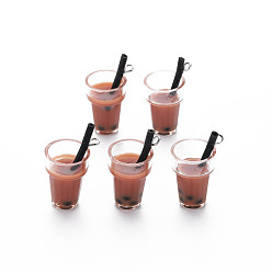 Сиена Пластиковые чашки подвески, со смолой внутри и железными находками, имитация пузырчатого чая, цвет охры, 23~28x13~17x13 мм, отверстие : 1.8 мм