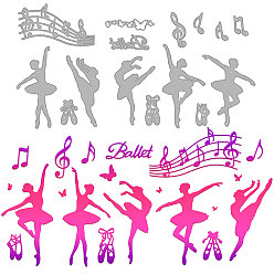 Human Углеродистая сталь разрезает трафареты, для diy scrapbooking, Фотоальбом, декоративная бумага для тиснения, цвет нержавеющей стали, рисунок танцора, 106~142x102~134x0.8 мм, 2 шт / комплект