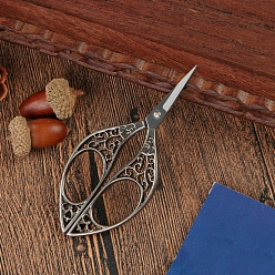 Черный Цвет Металла Ножницы из нержавеющей стали для полых цветов, ножницы для вышивания, швейные ножницы, металлический черный , 110x48.5x6.57 мм