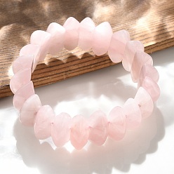 Розовый Кварц Биконусные натуральные бусины розового кварца эластичные браслеты для женщин, внутренний диаметр: 2-1/4~ 2-1/2 дюйм (5.75~6.45 см)