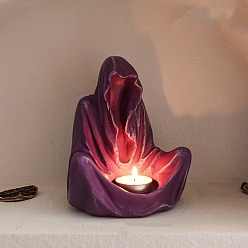 Фиолетовый Хэллоуин призрак смолы подсвечник, Фестиваль креативных свечей, украшение дома, фиолетовые, 12x15 см