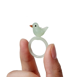 Hellgrün Handmade lampwork Fingerringe, Vogel, hellgrün, 17 mm