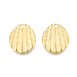 Настоящее золото 18K Ионное покрытие (ip) 201 кулон из нержавеющей стали, фактурные подвески с эффектом ракушек, овальные, реальный 18 k позолоченный, 21.5x18x1 мм, отверстие : 1.6 мм