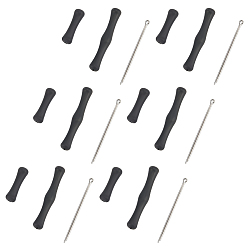 Черный 6 защитные накладки на пальцы для тетивы лука из силикона, защитные напальчники, для защиты изогнутого лука, чёрные, 29.5x8.5 мм, отверстие : 2.5 мм