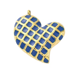 Темно-Синий 304 подвески из нержавеющей стали, с эмалью, брелок в виде шахматного сердца, золотые, темно-синий, 25x24x4 мм, отверстие : 2 мм