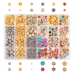 Gold Resin Rhinestone Cabochons & Beads, Jewelry Kit, with Plastic Box, Gold, 8~10x8~10x2.5~15x3~7mm, 1746pcs/box
