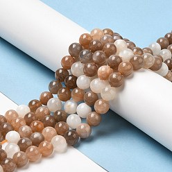 Multi-Moonstone Нити из натуральных бусин из нескольких лунных камней, бусины из лунного и солнечного камня, круглые, 8 мм, отверстие : 1 мм, около 48 шт / нитка, 15.7 дюйм