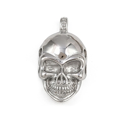 Skull Тема Хэллоуина 304 подвески из нержавеющей стали, цвет нержавеющей стали, не тускнеет, череп, 45x24x10.5 мм, отверстие : 4x5.5 мм