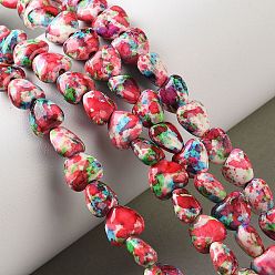 Фуксиновый Нити из синтетических бирюзовых бусин, нанесенных методом распыления, сердце, красно-фиолетовые, 7x8x4 мм, отверстие : 1.2 мм, около 54 шт / нитка, 14.96'' (38 см)