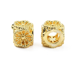 Real 18K Gold Plated Brass Beads, Cube with Flower, Real 18K Gold Plated, 5x5x5mm, Hole: 2.5mm