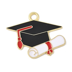 Hat Школьные принадлежности сплав эмаль подвески, золотые, холостяцкая шляпа, 23.5x28.5x1 мм, отверстие : 3 мм