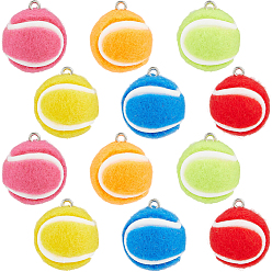 (52) Непрозрачная лаванда 12 шт 6 цвета ткань подвески из ткани, с платиновым тоном железная петля, большой теннис, разноцветные, 7/8x3/4 дюйм (22x19 мм), отверстие : 2 мм, 2 шт / цвет