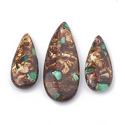 Имперская яшма Собранные бронзитовые и имперские яшмовые подвески, слеза, окрашенные, 36~50x15~21x6~7 мм, отверстие : 1 мм, 3 шт / комплект