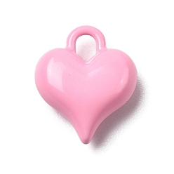 Pink Подвески из цинкового сплава с краской для запекания, сердце, розовые, 13.5x11x5.5 мм, отверстие : 2.5x3 мм