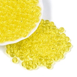 Желтый Fgb прозрачный стеклянный бисер, круглые, круглое отверстие, желтые, 6~6.5 мм, отверстие : 1.2~1.5 мм, Около 1600 шт / фунт