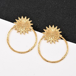 Настоящее золото 18K 304 серьги из нержавеющей стали, ионное покрытие (ip), реальный 18 k позолоченный, 46x35 мм