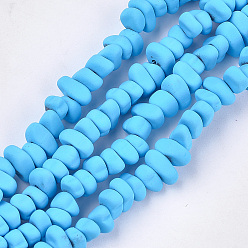 Темно-Голубой Окрашенного распылением немагнитных синтетических нитей гематита бусы, чипсы, глубокое синее небо, 5~9x5~6x3~4 мм, отверстие : 0.8 мм, около 106~112 шт / нитка, 15.3 дюйм