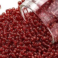(25B) Silver Lined Siam Ruby Тохо 11/0 круглые бусины, японский бисер, (25 b) сиамский рубин с серебряной подкладкой, 11/0, 2.2 мм, отверстие : 0.8 мм, Около 1110 шт / 10 г