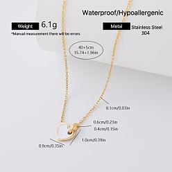 Corazón Moda 304 Collares con colgante de acero inoxidable y concha blanca natural para mujer, dorado, corazón, 15.75 pulgada (40 cm)