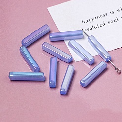 Васильковый Гальванические стеклянные бусины, граненые, прямоугольные, васильковый, 19.5~20x4x4 мм, отверстие : 1 мм