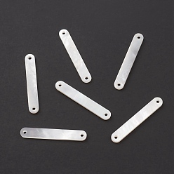 Seashell Color Natural White Shell Connector Charms, Oval Links, Seashell Color, 26x4x1mm, Hole: 1.2mm