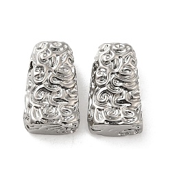 Платинированный Текстурированные латунные бусы, без кадмия, без никеля и без свинца, трапециевидные, Реальная платина, 14x8.5x6 мм, отверстие : 3.5x2.5 мм