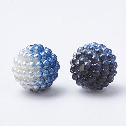 Royal Blue Imitation Pearl Acrylic Beads, Berry Beads, Combined Beads, Rainbow Gradient Mermaid Pearl Beads, Round, Royal Blue, 10mm, Hole: 1mm, about 200pcs/bag