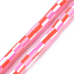 (123L) Белый крем непрозрачный блеск Ручной полимерные нити глины шарик, колонка, огнеупорный кирпич, 5x2.5~6.5 мм, отверстие : 1.6~1.8 мм, около 62~68 шт / нитка, 15.28 дюйм ~ 15.55 дюйм (38.8 см ~ 39.5 см).