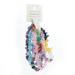 Смешанные камни 5шт. наборы браслетов из натуральных драгоценных камней для женщин, внутренний диаметр: 2-3/8 дюйм (6 см)