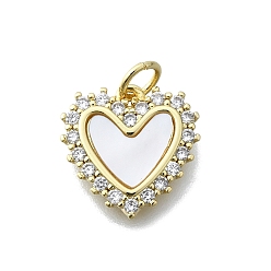 Сердце Латунные микропаве прозрачные подвески с фианитом, без кадмия и без свинца, с оболочкой, реальный 16 k позолоченный, сердце, 14x14x2.5 мм