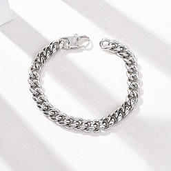 Нержавеющая Сталь Цвет 304 браслеты-цепочки с кубинскими звеньями из нержавеющей стали для женщин и мужчин, цвет нержавеющей стали, 8.82 дюйм (22.4 см)